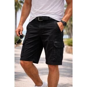 NWT Kenneth Cole Reaction Shorts Men’s 32 Black Stretch Cargo Outdoor Utility